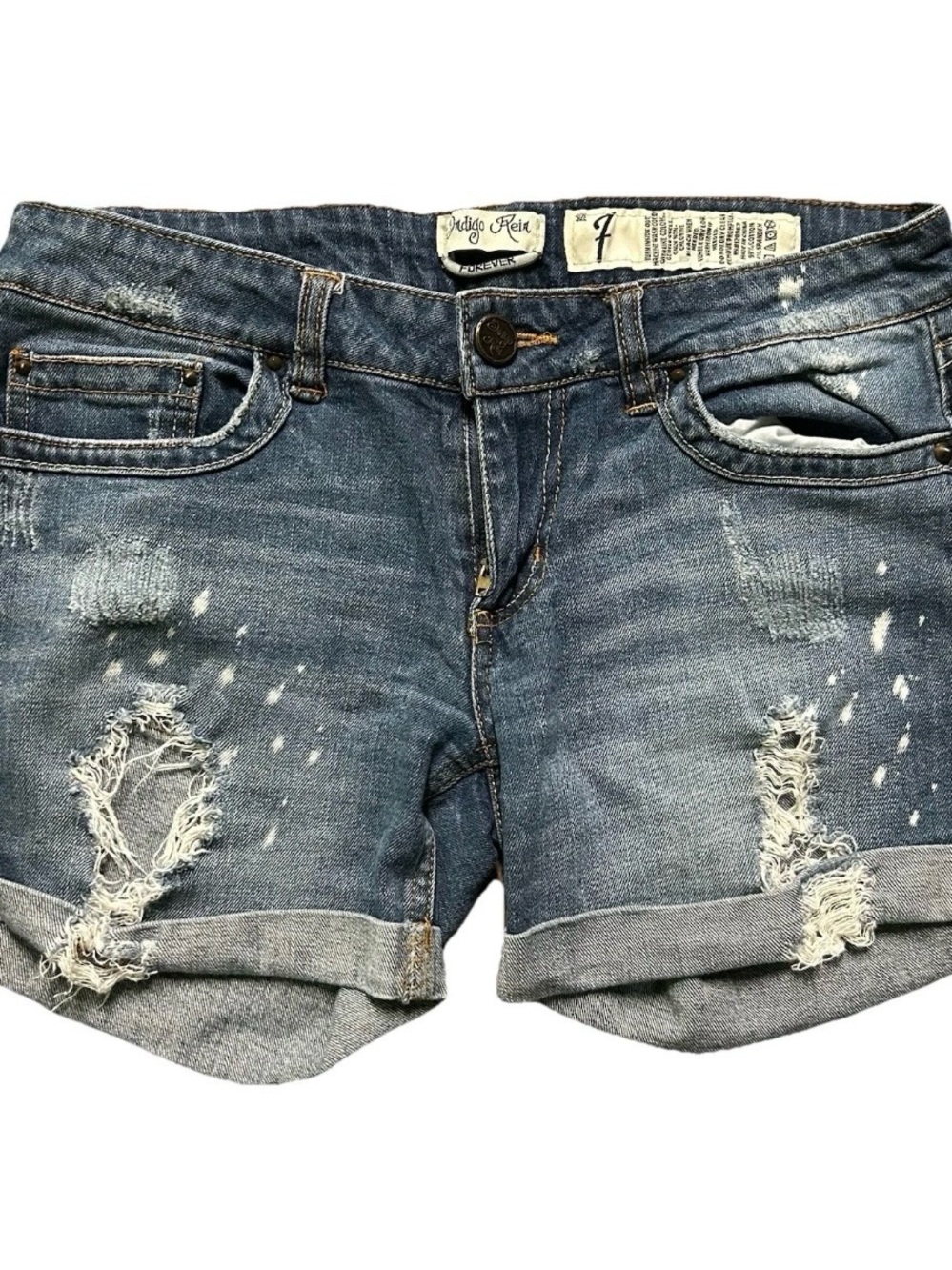 Women’s Indigo Rein Ripped Blue Jean Shorts Size 7